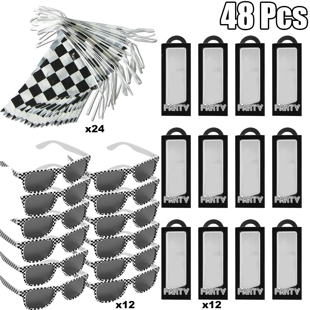 Racecar Party Decoration Set - 48 Pcs with Sunglasses & Gift Boxes