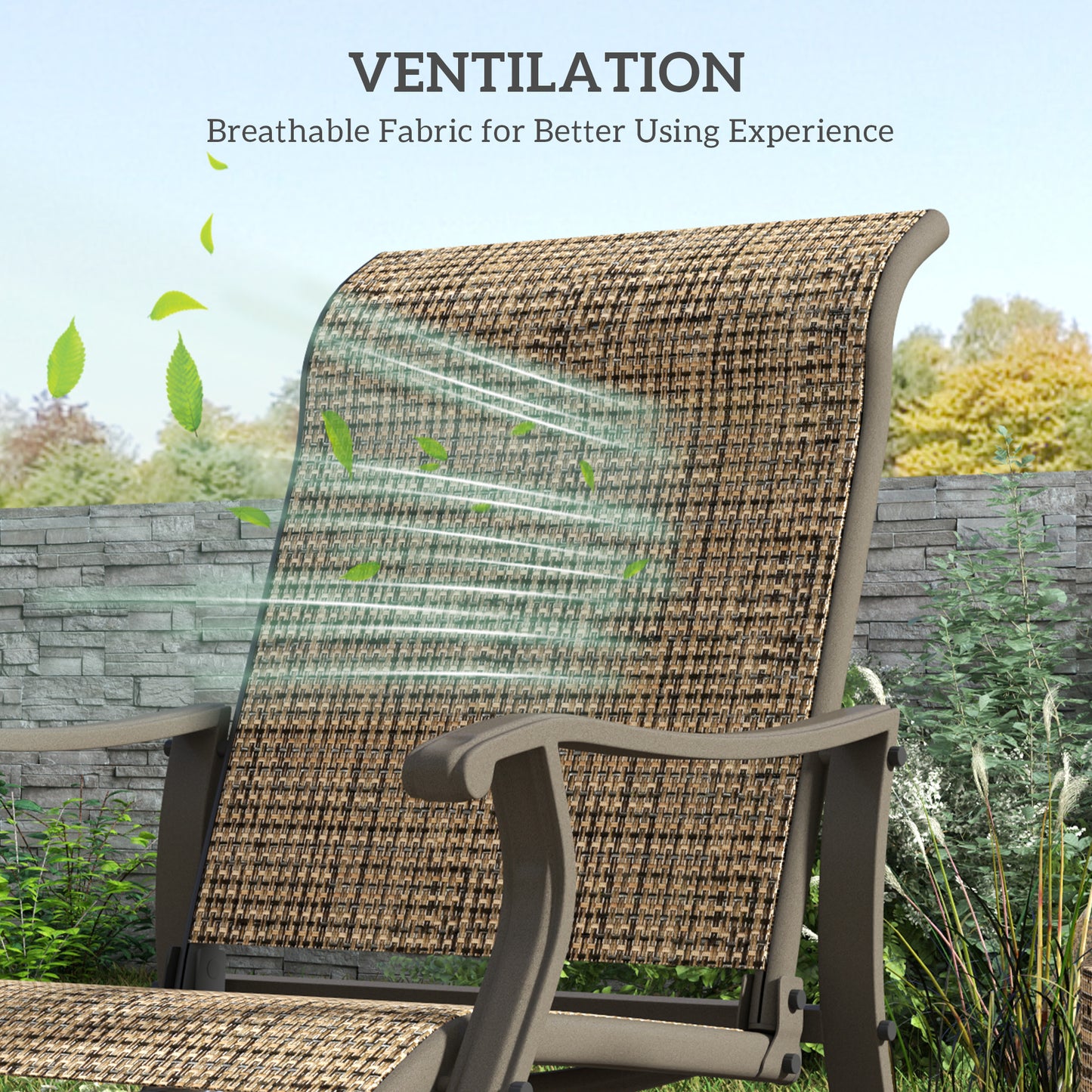 Outdoor Glider Chair with Mesh Seat - Light Mixed Brown