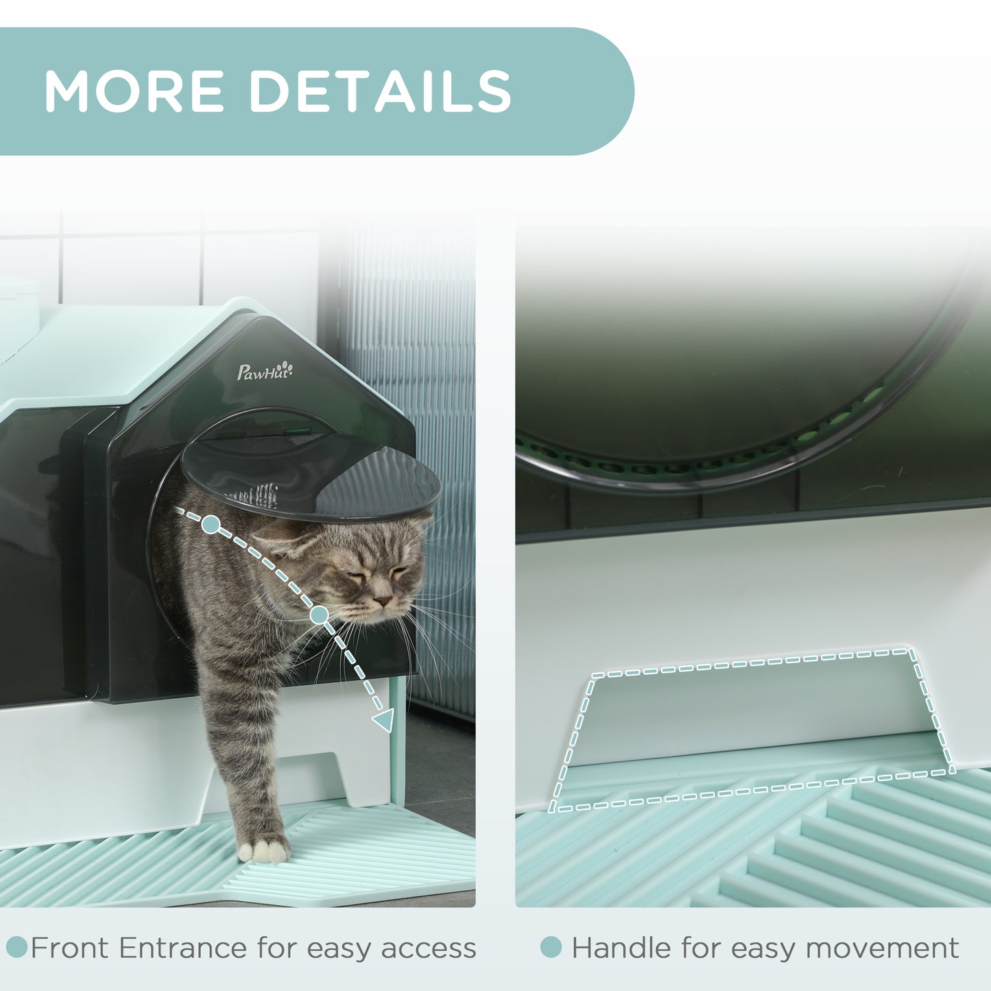 Hooded Cat Litter Box with Litter Mat, Odor Control, Light Blue