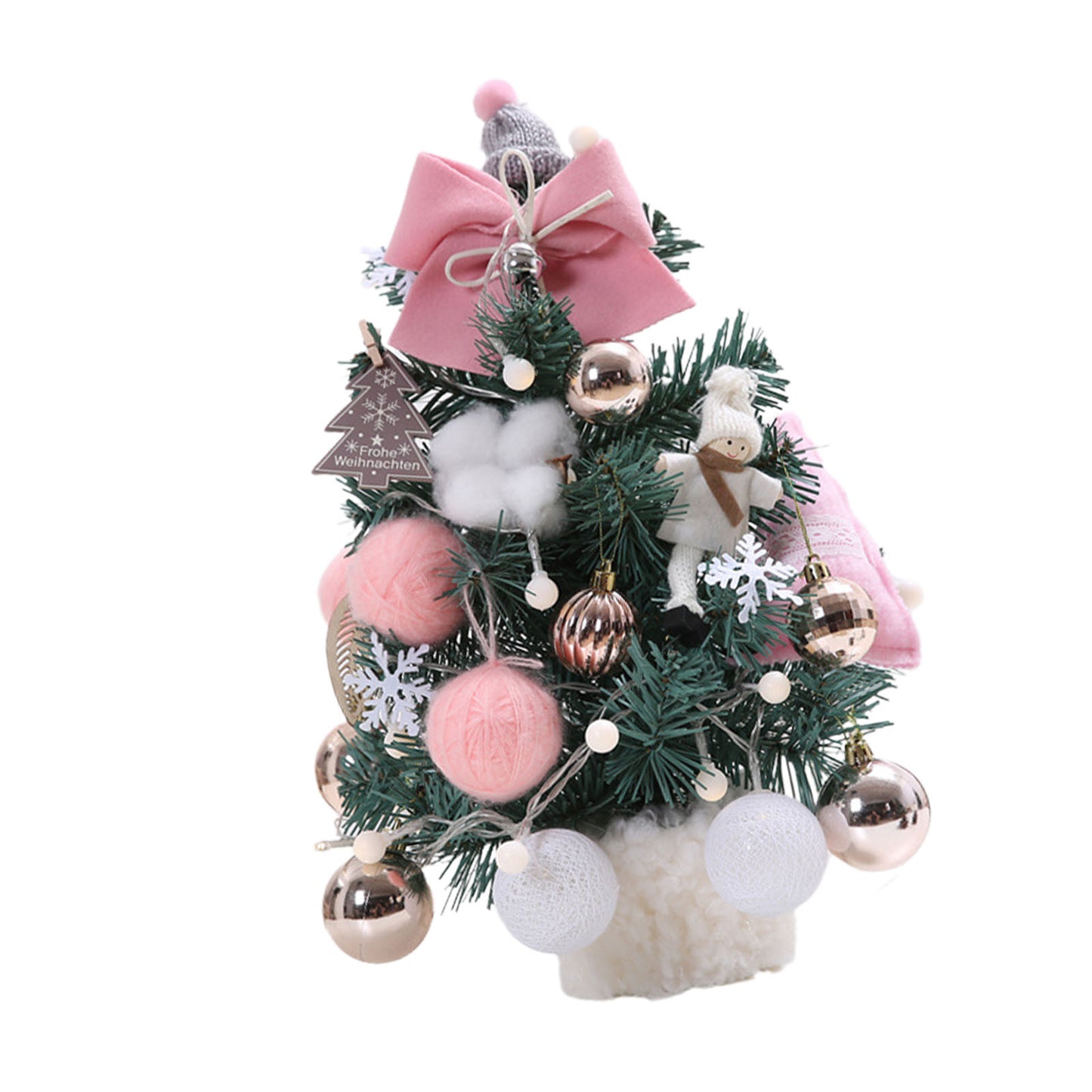 Adjustable Small Christmas Tree with Lights - 35cm Roseate