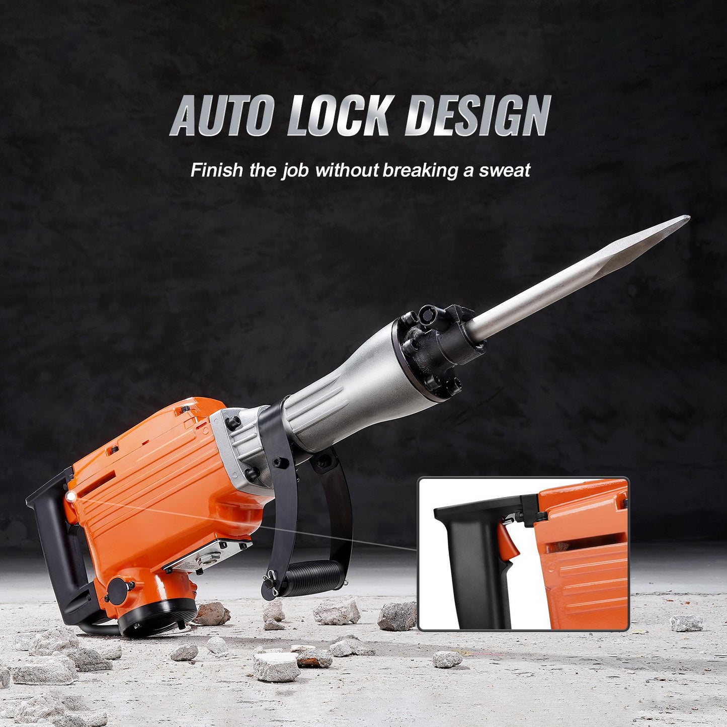 Electric Demolition Jack Hammer 2200W with 2 Chisels - Orange