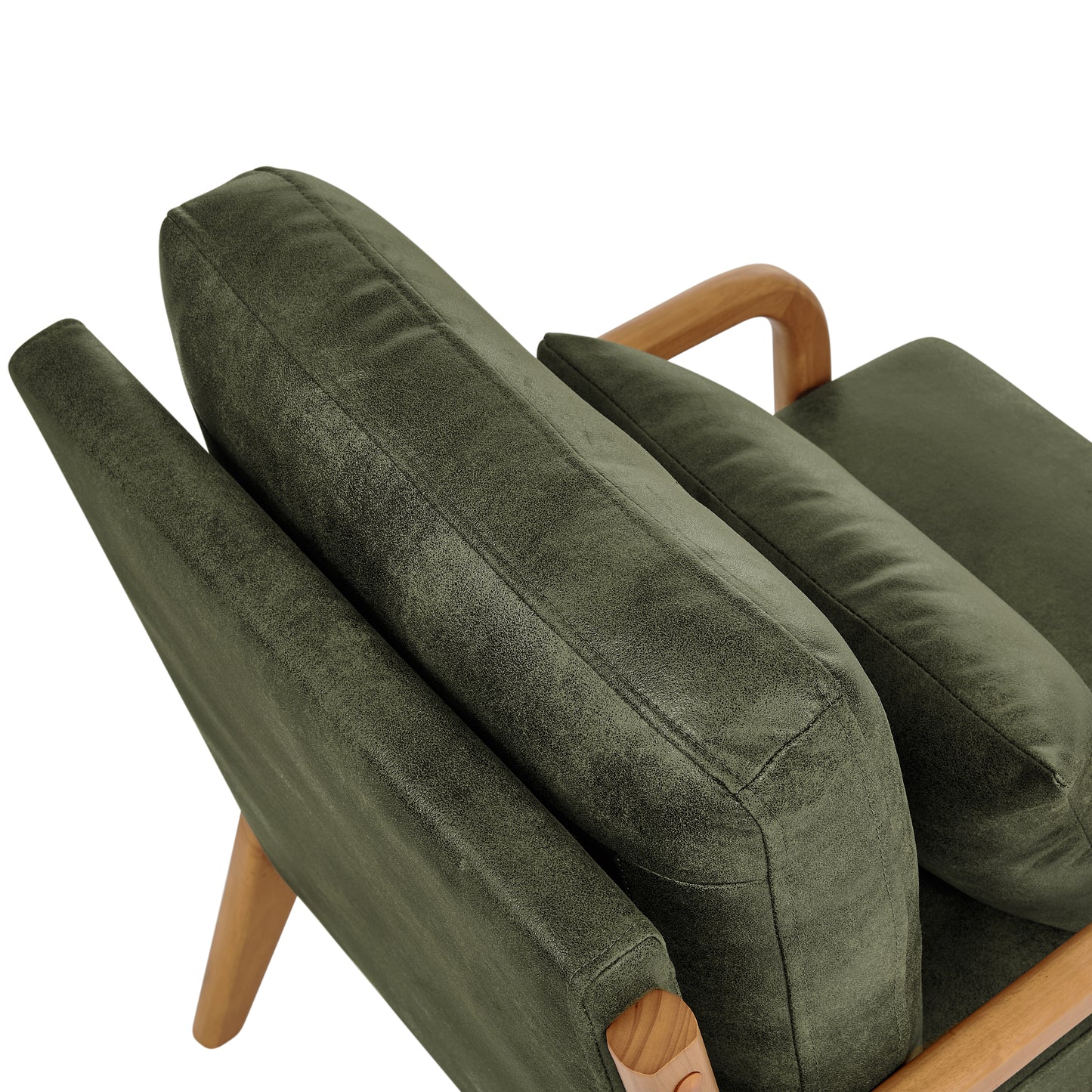 Mid-Century Modern Wooden Lounge Chair - Olive Green