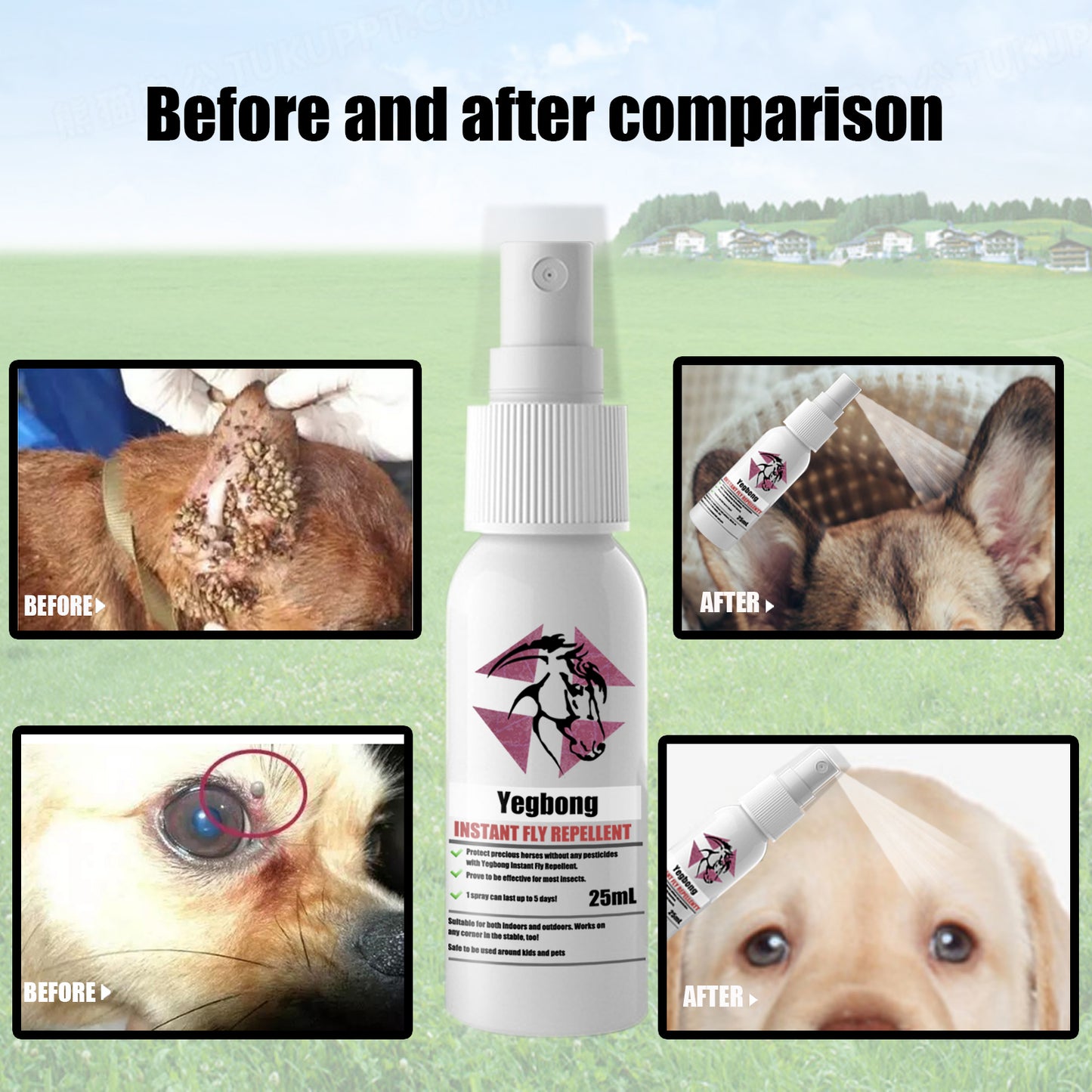 Pet Flea & Tick Spray - 25ml Pest Repellent for Dogs Cats Horses, Safe & Effective