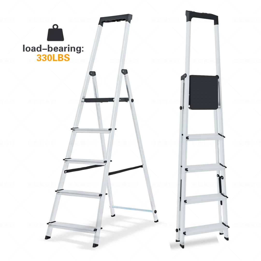 Folding Step Ladder with Handrail - 330 lb Capacity, Anti-Slip