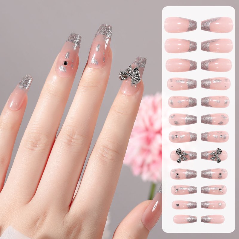 Fake Nail Patches 24-Piece Set - Naked Butterfly with Jelly Glue