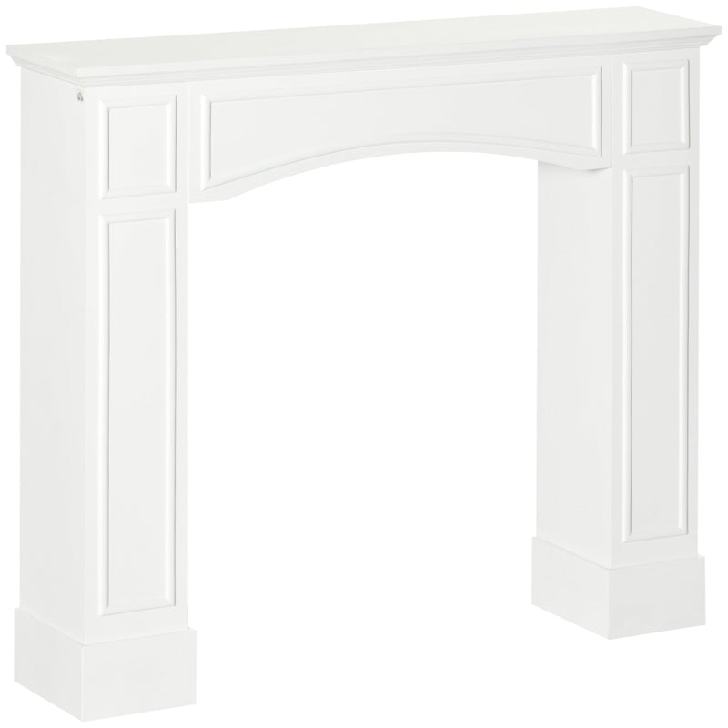 Modern White Fireplace Mantel with Decorative Pattern - MDF