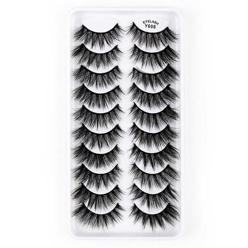 3D Imitation Mink False Eyelashes Natural Length - Pack of 10 Pairs