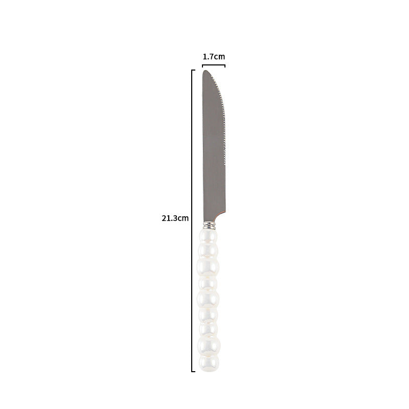 Ceramic Pearl Handle Cutlery Set - Spoon Fork Knife Household Dinnerware