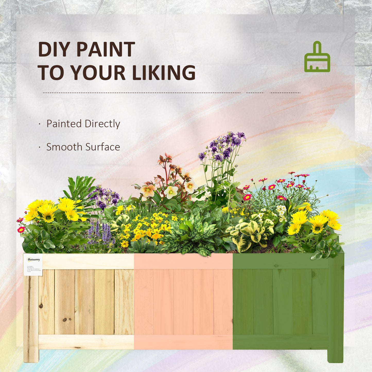 Foldable Wooden Garden Bed for Herbs Vegetables & Flowers, 27.6 x 11.6 x 9.8 Inches