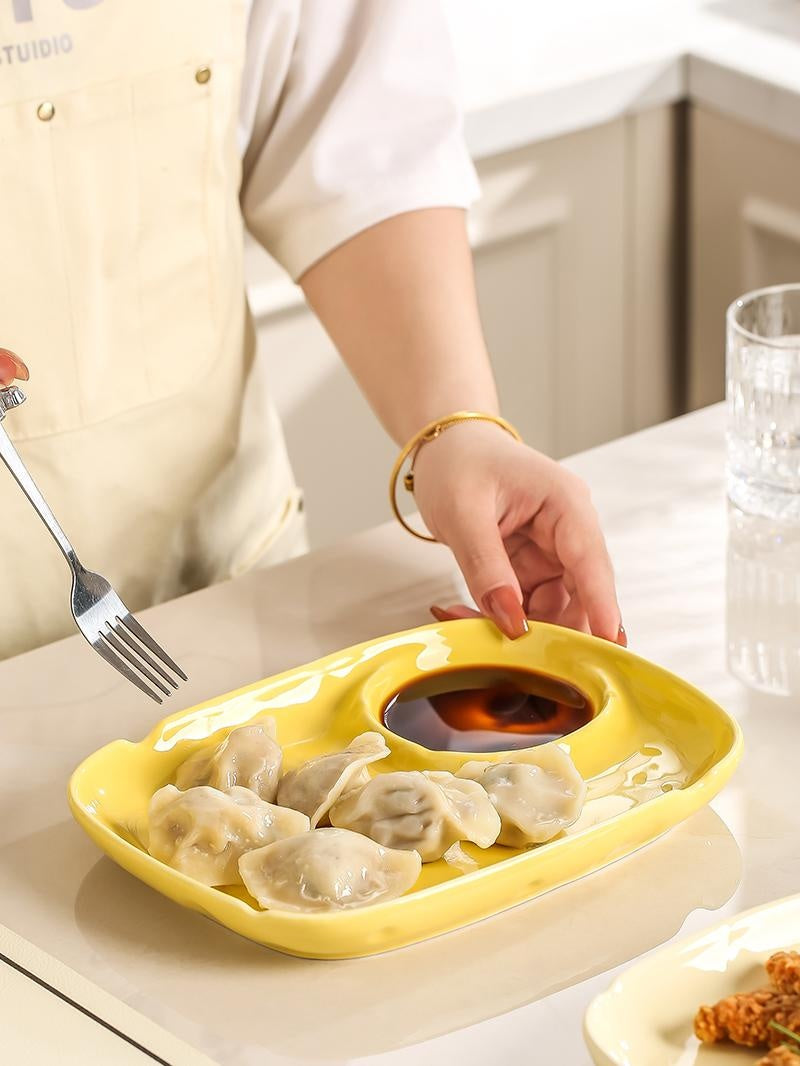 Ceramic Dumpling Plate Set - Square Food Serving Dishes for Kitchen & Dining