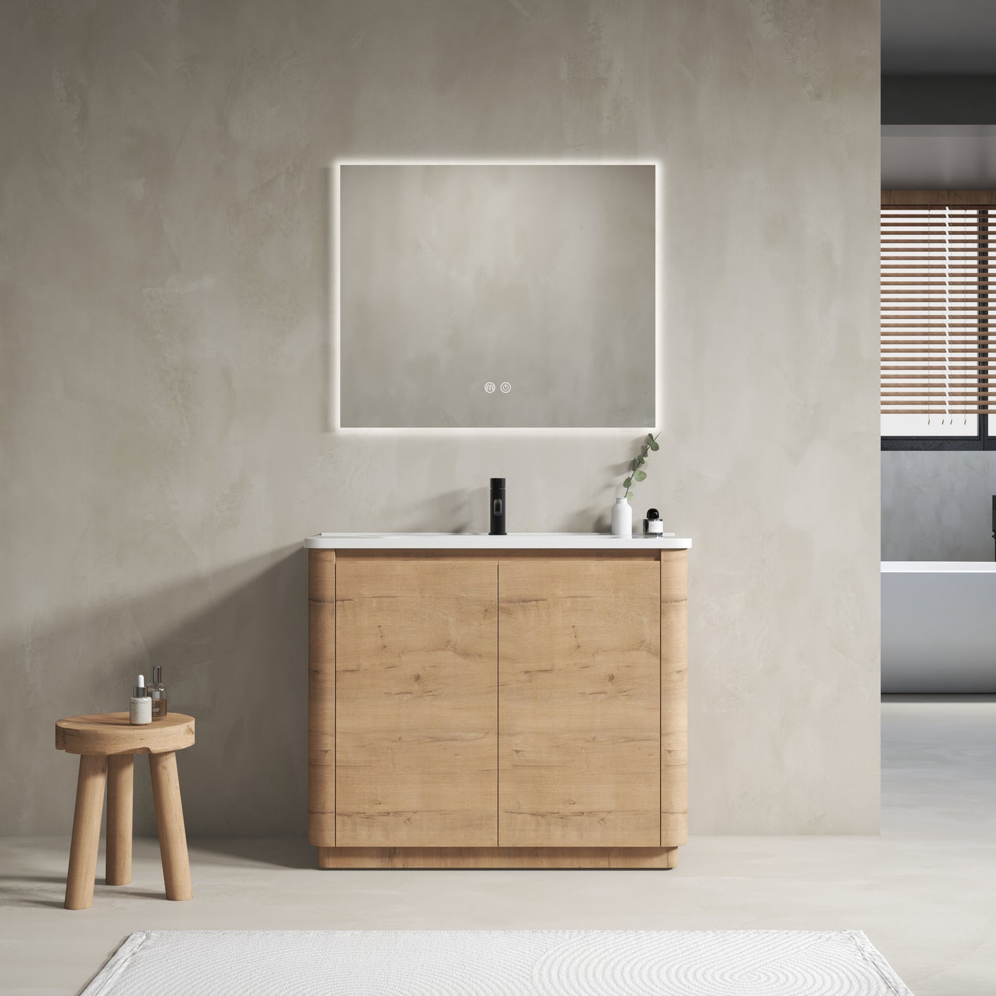 40'' Freestanding Bathroom Vanity With White Ceramic Sink &