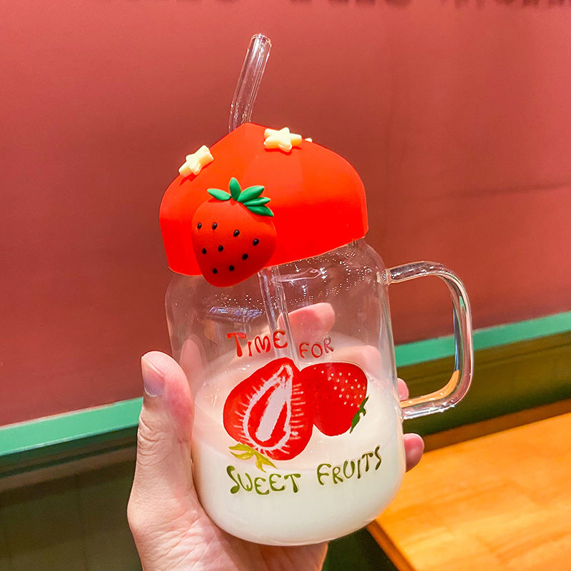 Large Capacity Tempered Glass Fruit Drinkware - High Temperature Resistant Transparent Glass Cup