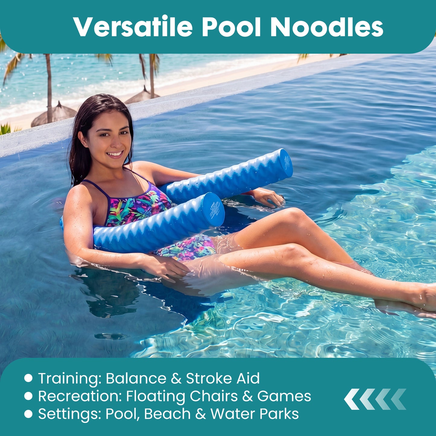 Noodle-Shaped Swimming Pool Float - High-Density Foam, Multiple Colors