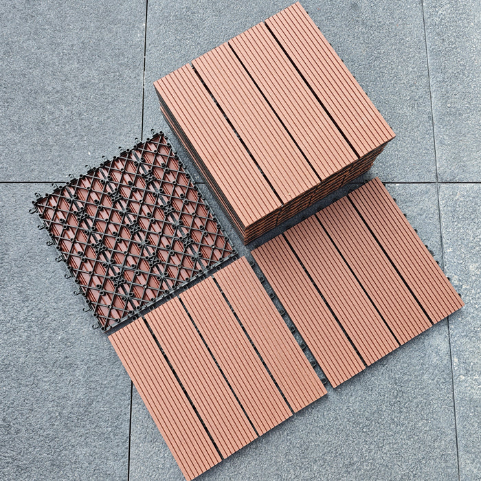 Outdoor Garden Interlocking Wood Plastic Floor Tiles - Easy DIY Decking