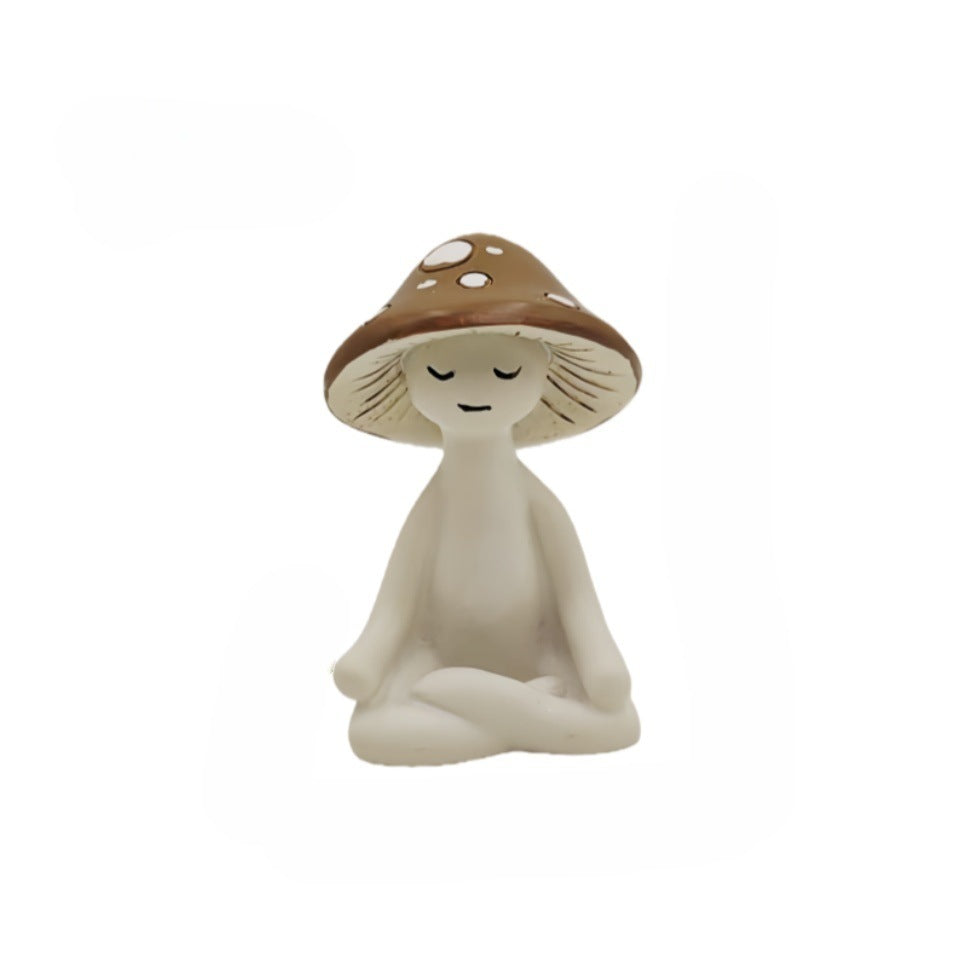 Meditation Mushroom Ornament - Modern Resin Home Decor for Living Room & Outdoors