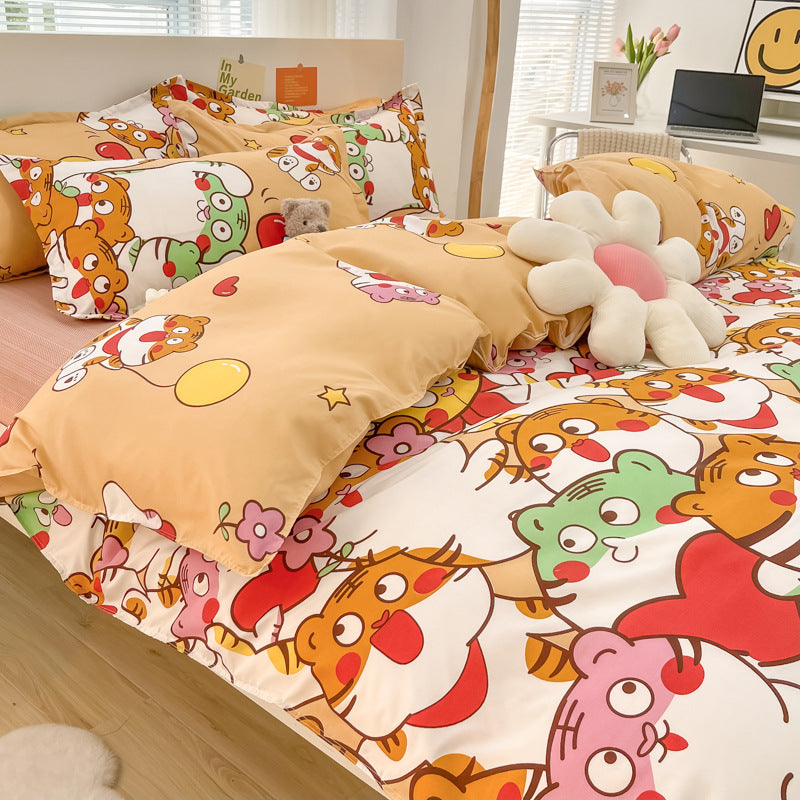 Simple Skin-Friendly Cotton Bedding Set - Multiple Sizes & Patterns