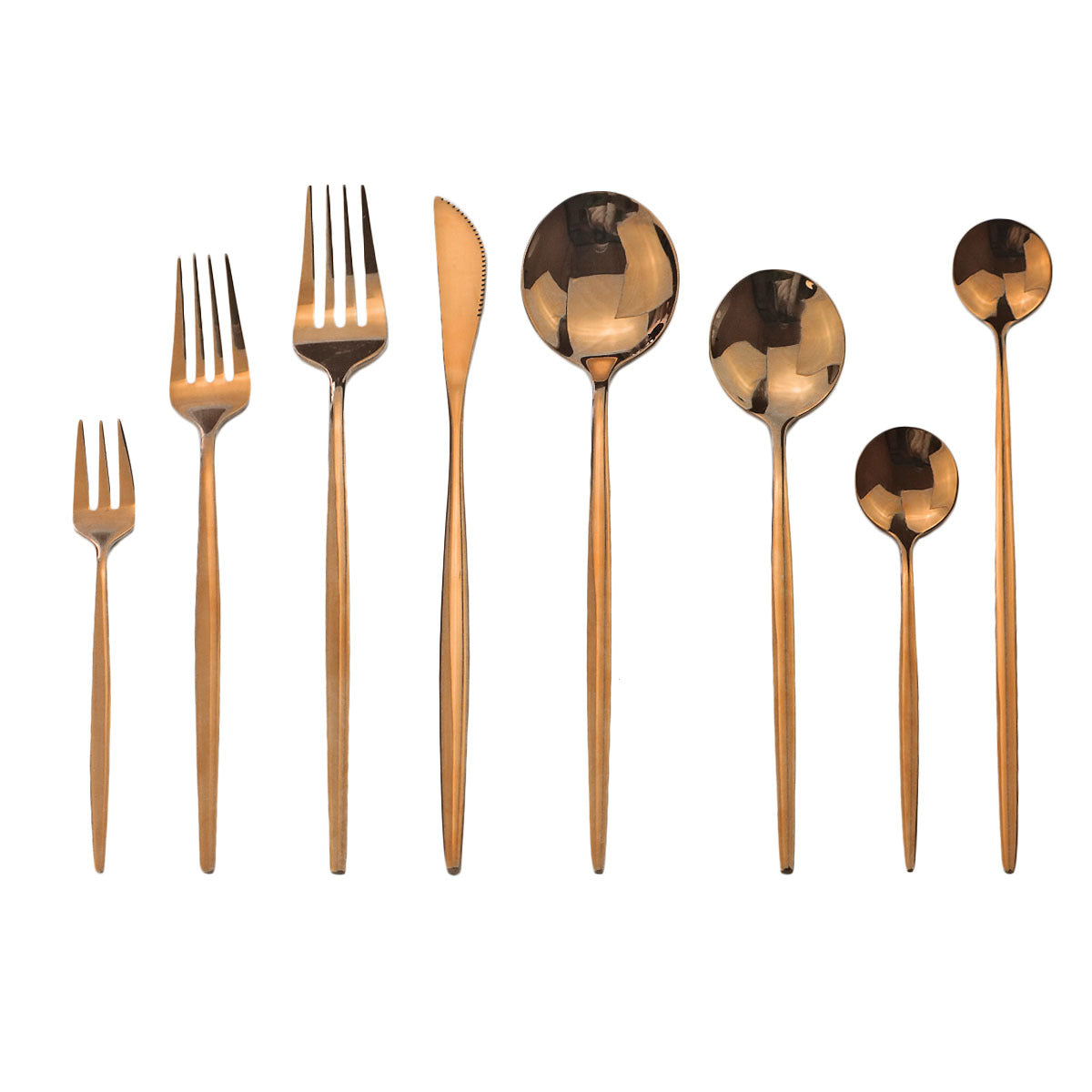 Stainless Steel Cutlery Set - Steak Knife, Fork & Spoon - Multiple Finishes
