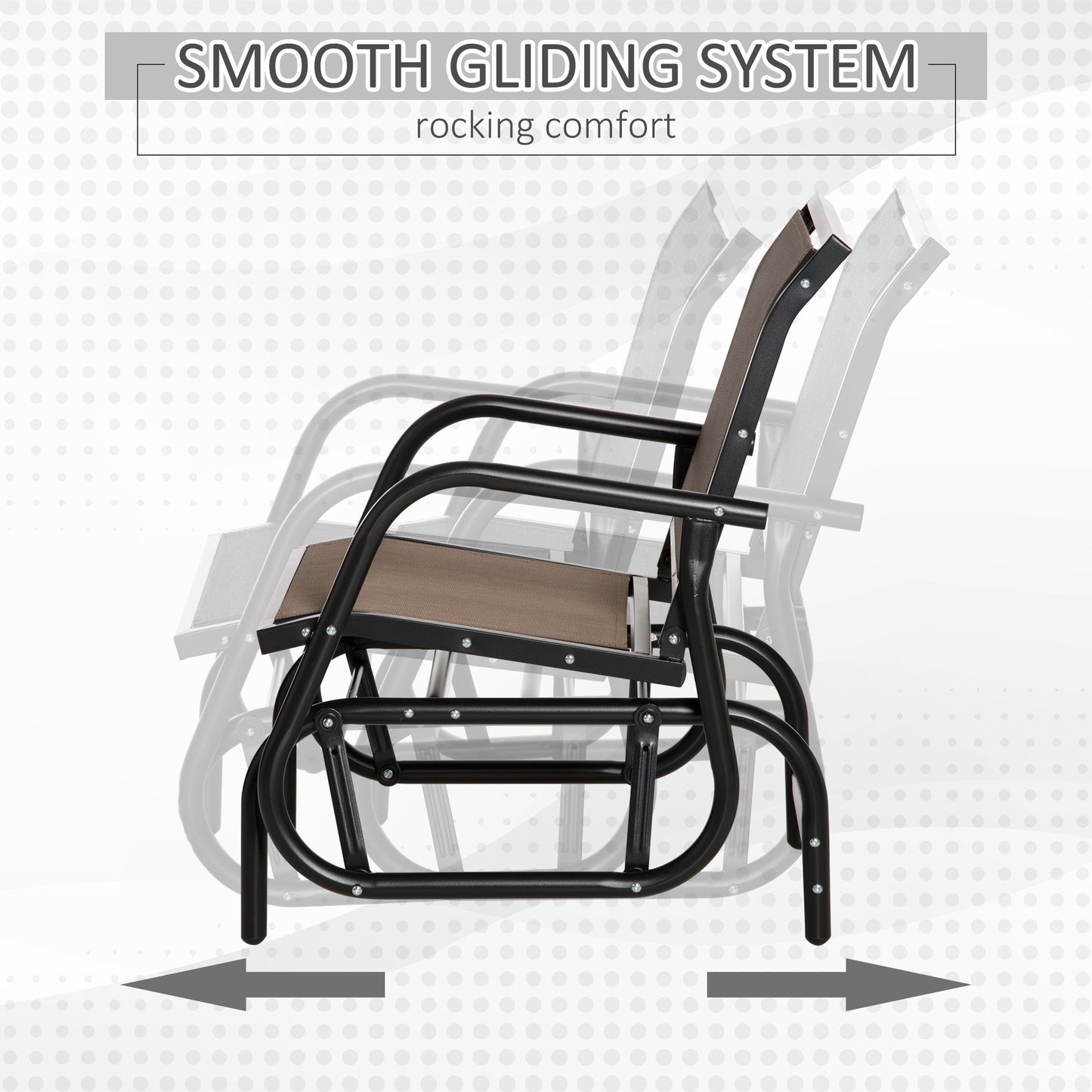 Outdoor Metal Frame Glider Chair with Breathable Mesh - Brown