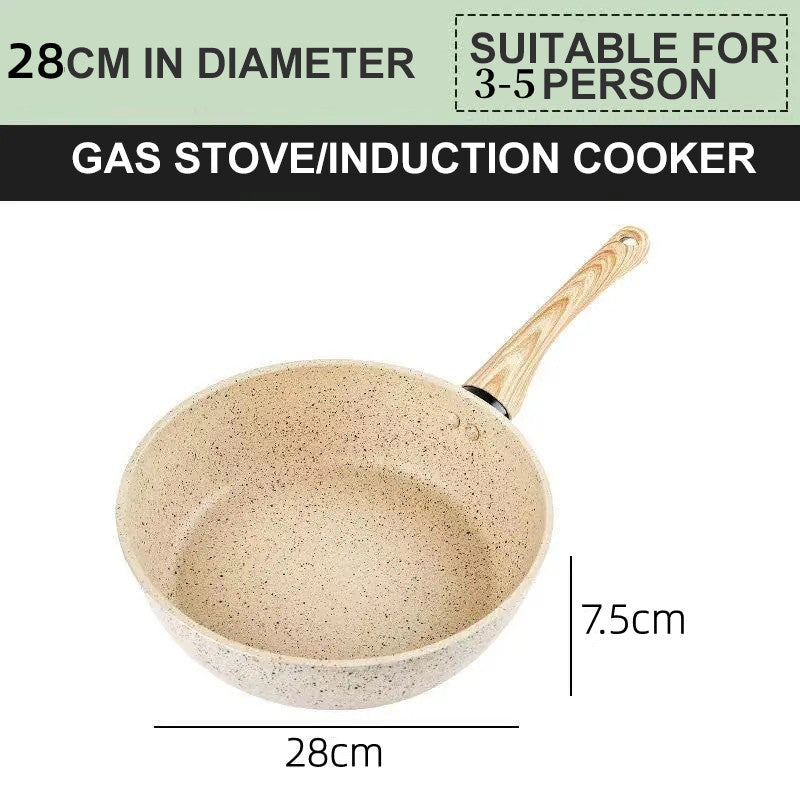 Non-Stick Medical Stone Wok Pan - Smokeless Aluminum Cooking Tool