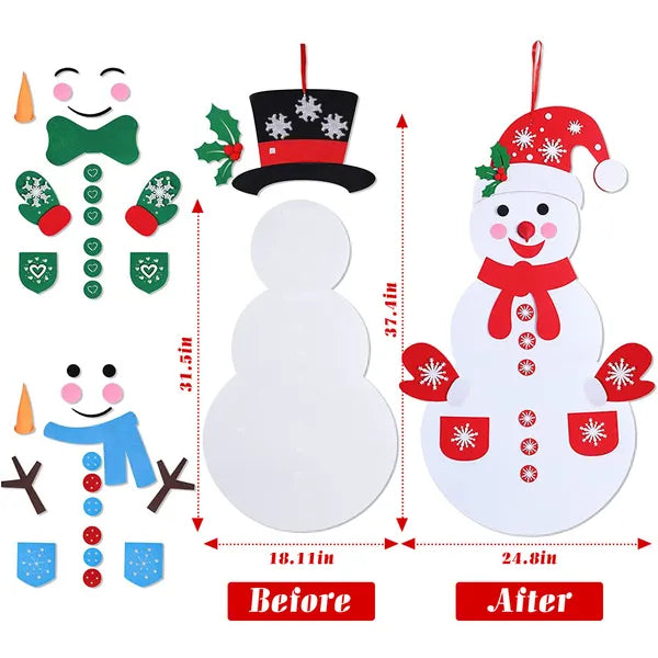 DIY Felt Christmas Snowman Set - 54 Piece Hanging Decoration