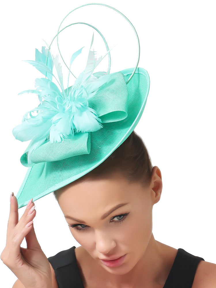 Dome Top Hat with Feathers - Women's Hair Clip