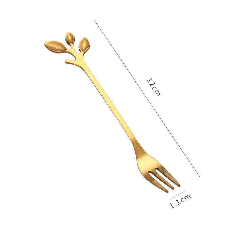 Stainless Steel Dessert Spoon & Fork Set - Creative Leaf Kitchen Utensils