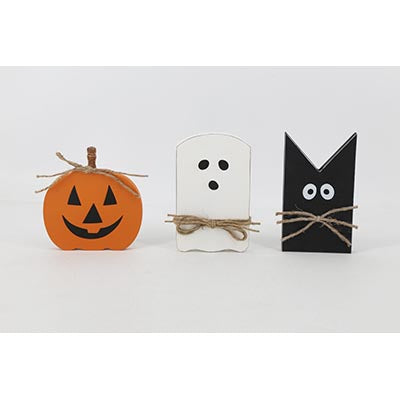 Set of 3 Halloween Table Decor - Black, Orange, White