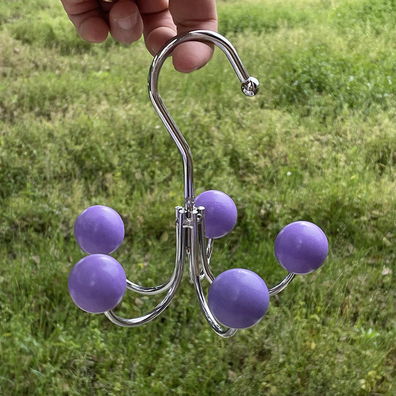 Multi-functional Rotating Hook Iron Clothing Rod for Wardrobe & Bathroom
