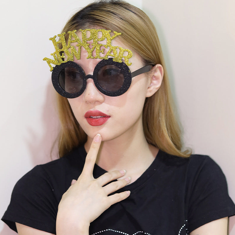 Funny New Year Party Glasses Supplies Photo Props Unisex Dress Up Accessories