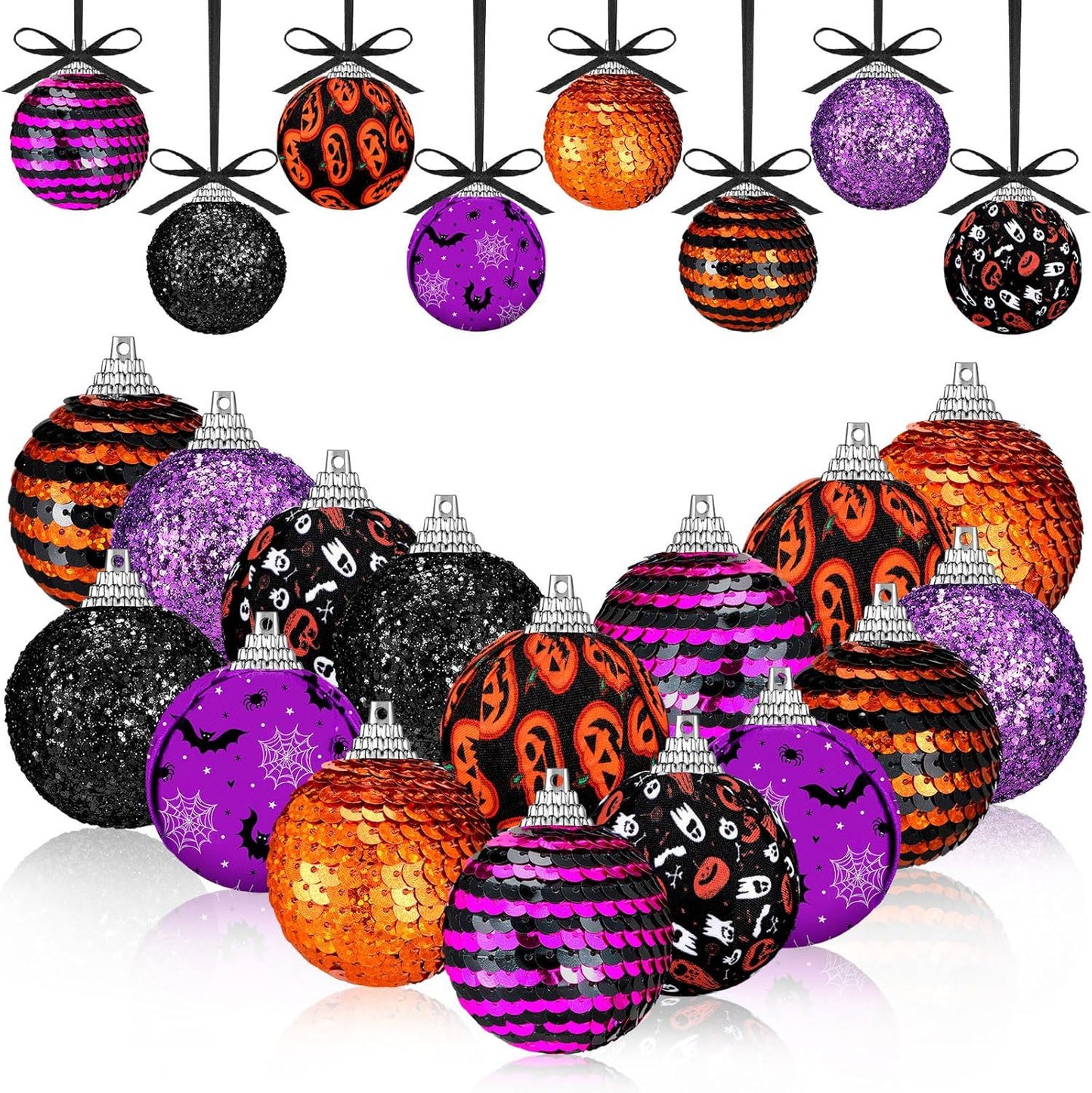 Halloween Tree Decorations Set - Pumpkins Ghosts Bats Spiders for Holiday Parties