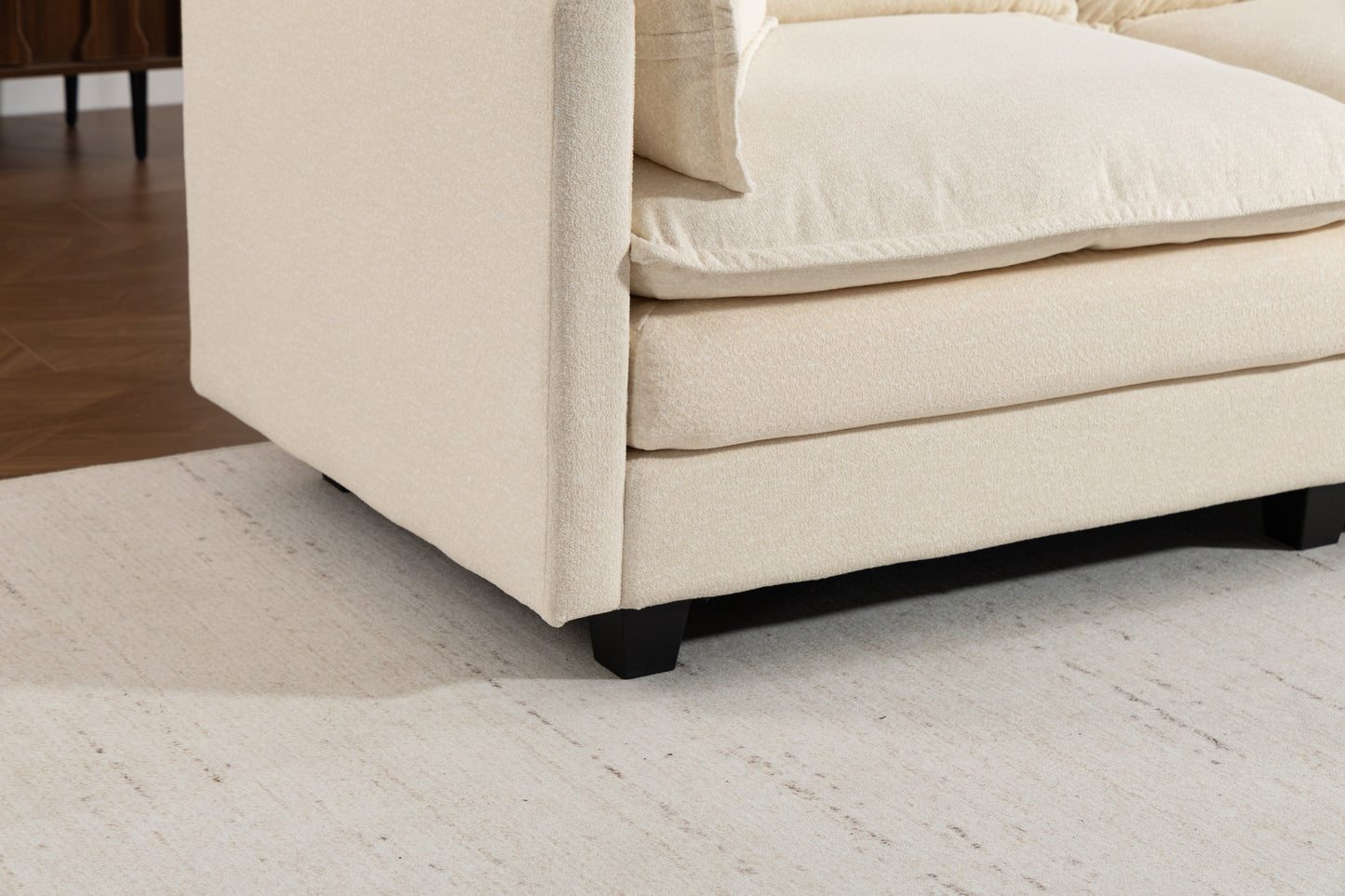 Modern 2-Seat Sectional Sofa with Chaise Lounge - Antique White