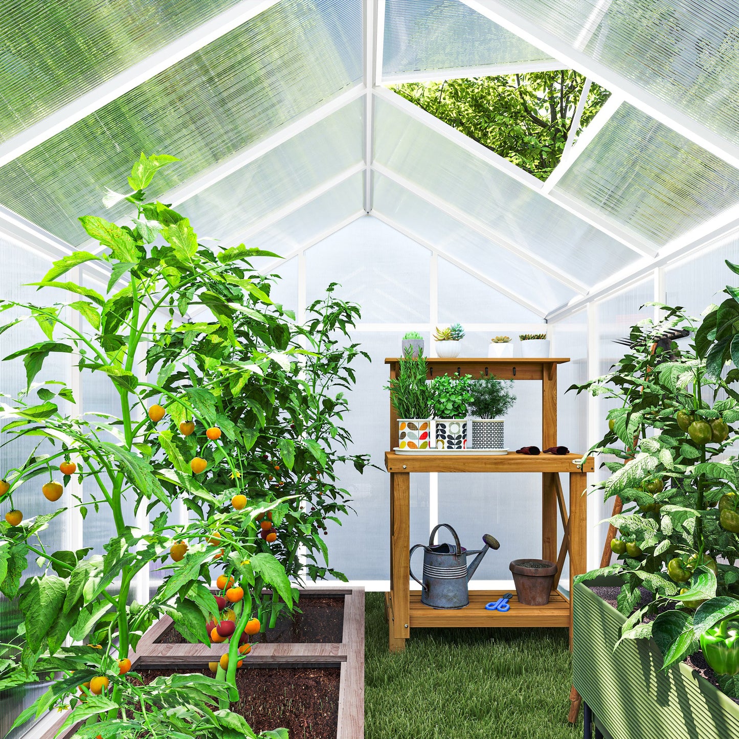 10ft x 6ft Walk-In Polycarbonate Greenhouse for Winter Gardening