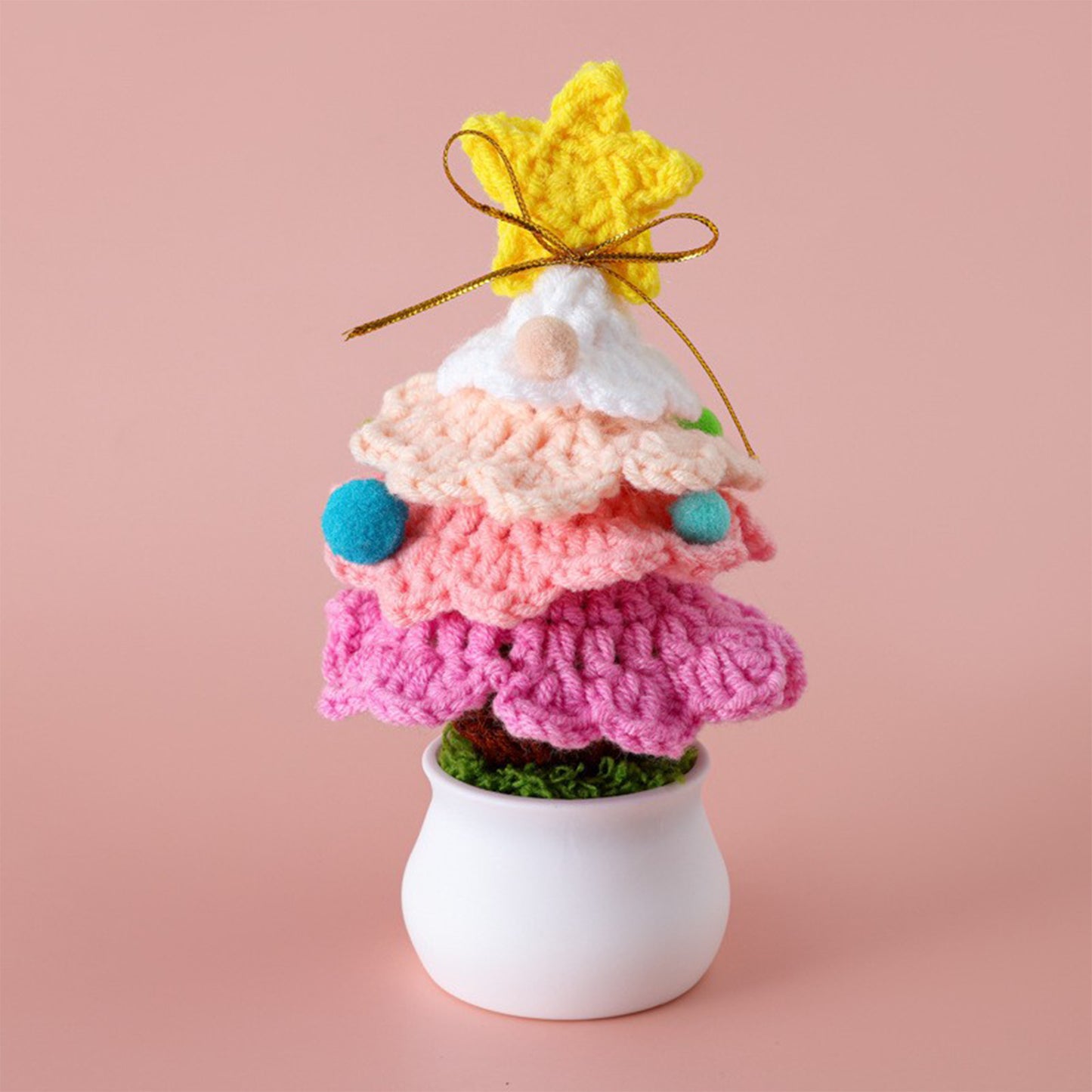 Crochet Christmas Tree Ornament - Handcrafted Mini Bonsai Decor