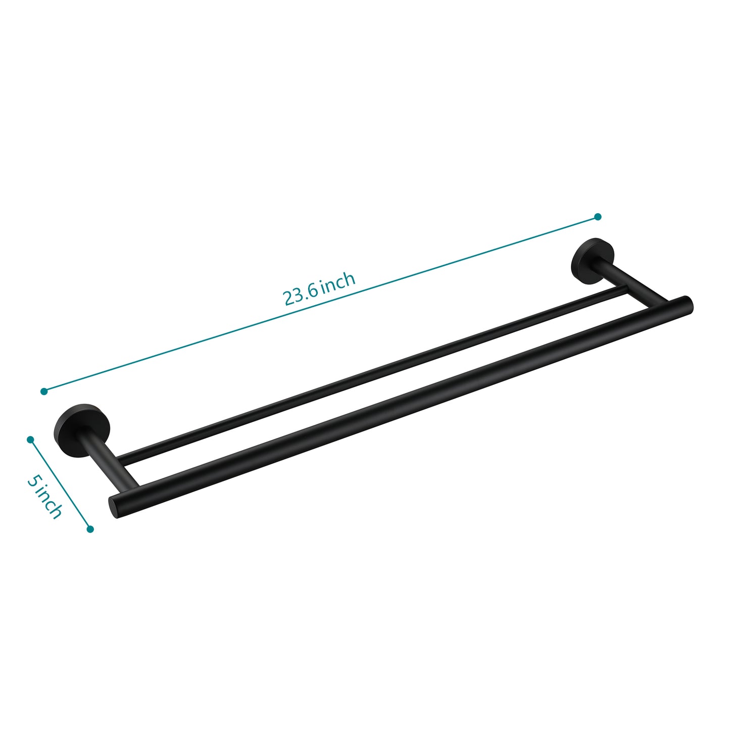 23.6-Inch Wall Mounted Towel Bar - Matte Black Stainless Steel