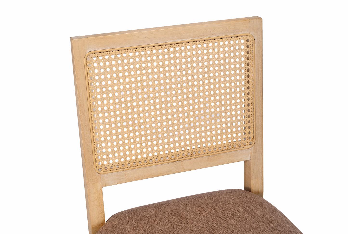 Rattan Dining Chairs Set of 2 - Mid Century Modern Tan