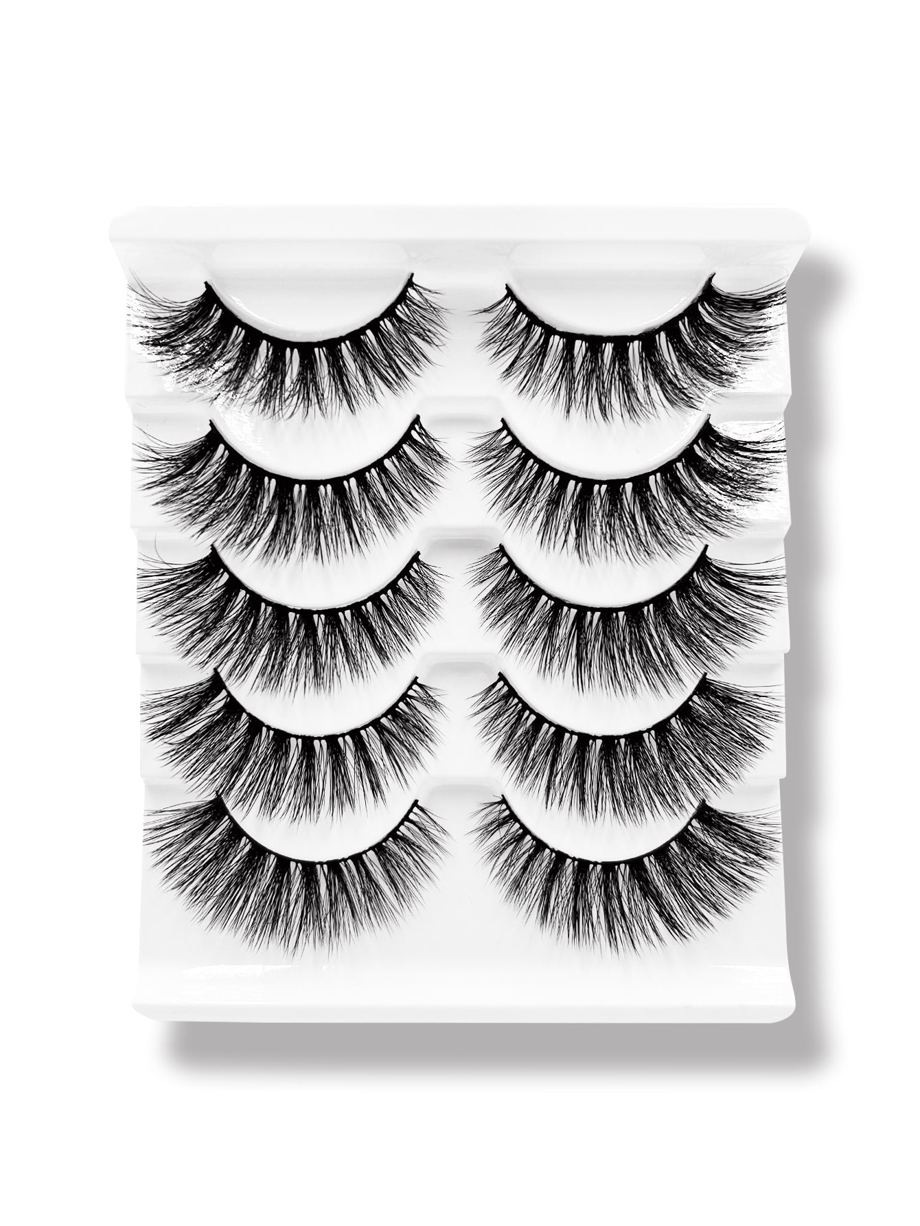 3D Faux Mink False Eyelashes - Voluminous Cluster Style, 5 Pairs