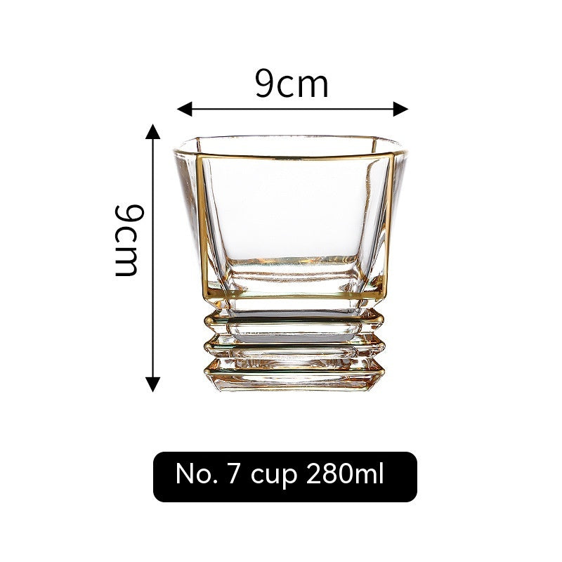 Gold Line Wine Glass Set - Whiskey & Cocktail Drinking Cups for Home Bar