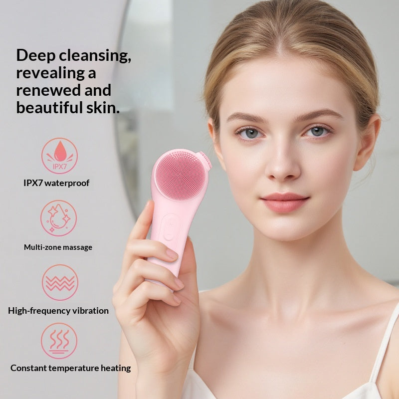 Electric Facial Cleansing Device with Warm Compress & Vibration