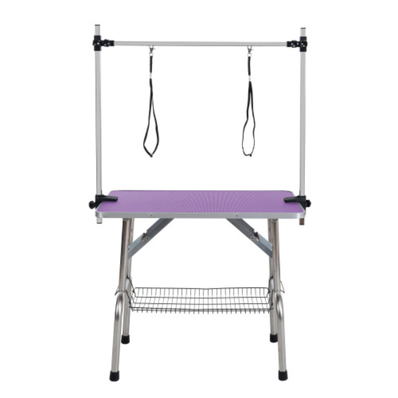 Dog Grooming Table with Stainless Steel Frame Rubber Surface Adjustable Arm