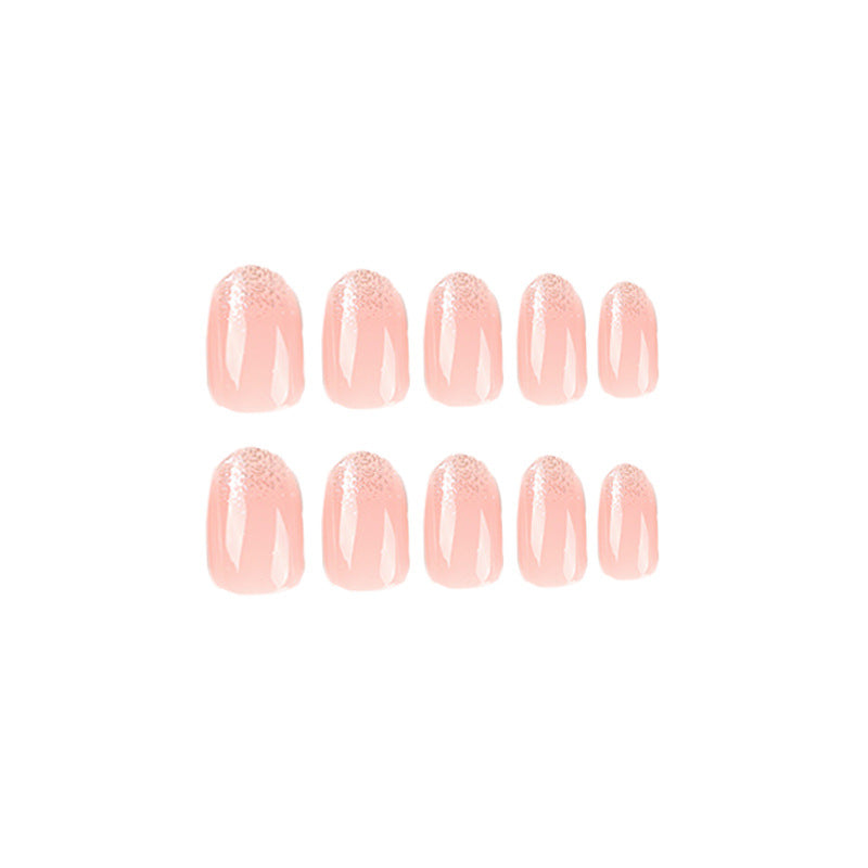 Short Oval Glitter French Nail Tips - Easy Wear & Polish Kit