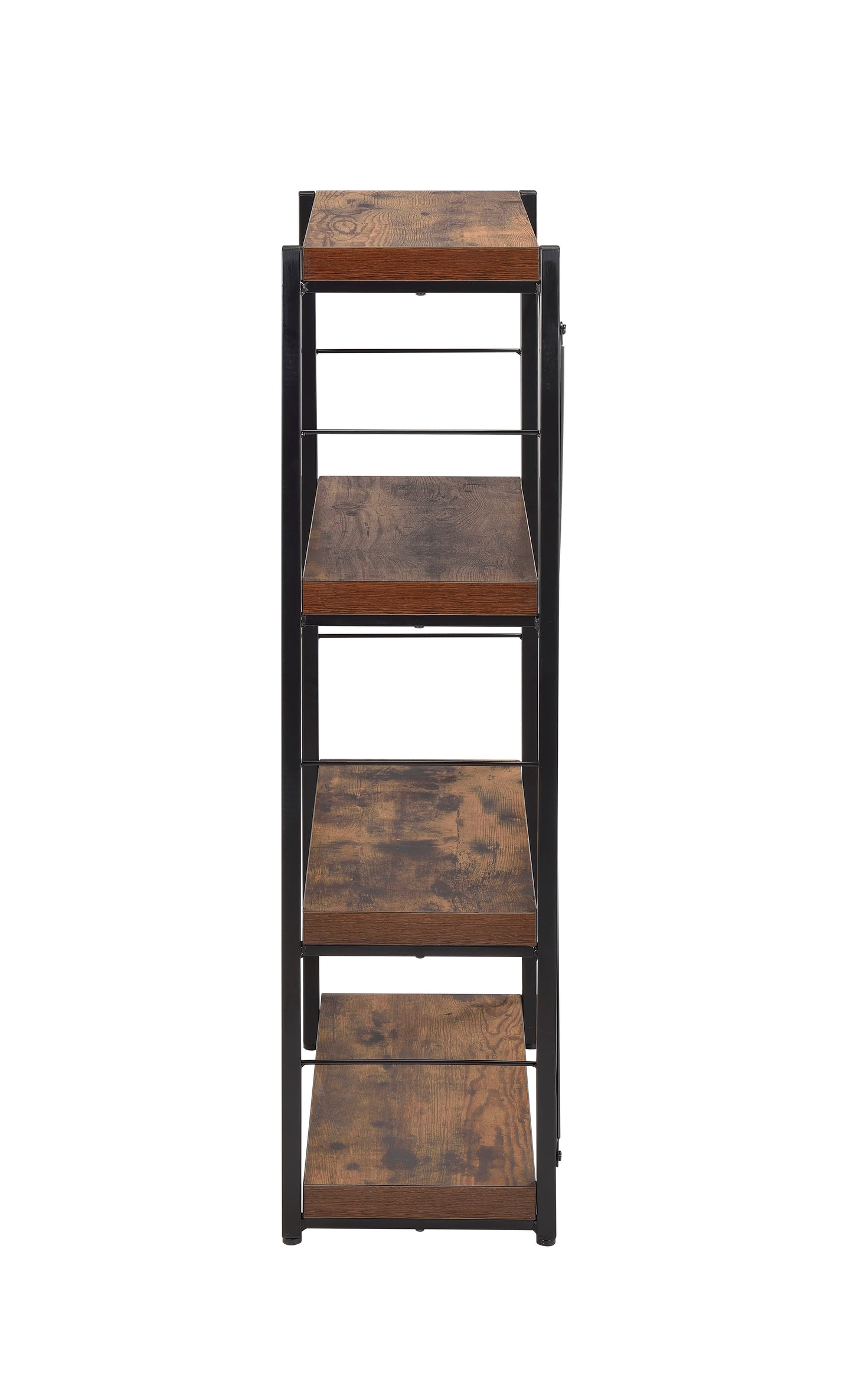 Weathered Oak & Black Finish Bookshelf - 3-Tier Storage