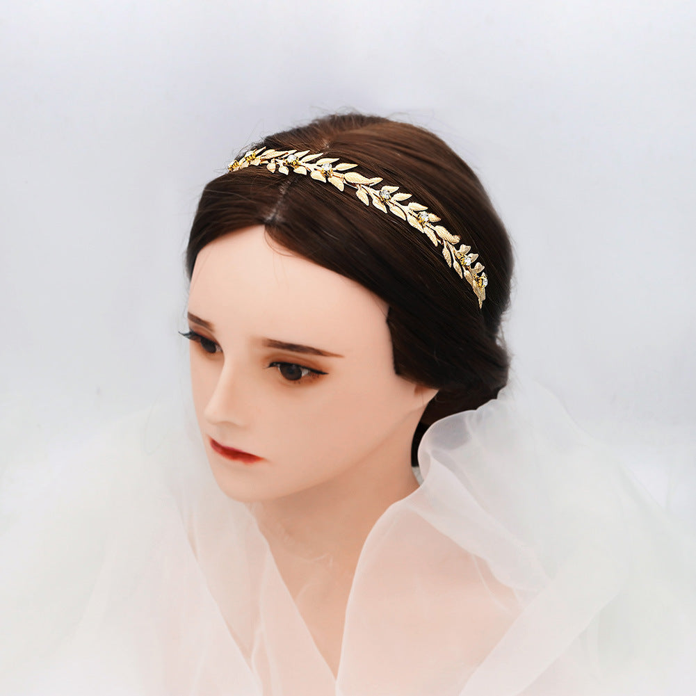 Gold Rhinestone Leaf Headband