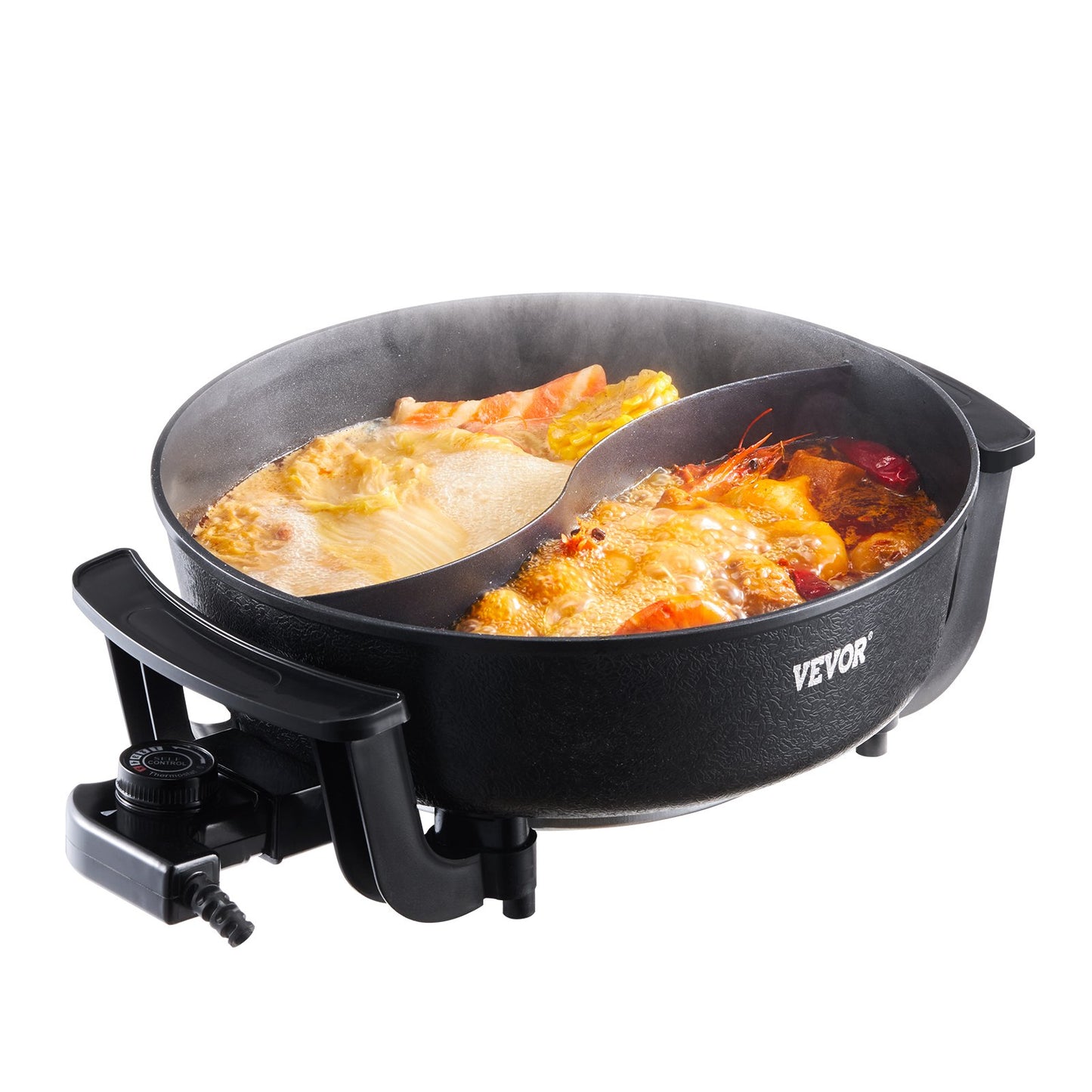 Electric Hot Pot 5L Non-Stick Divider for Family Cooking - Black