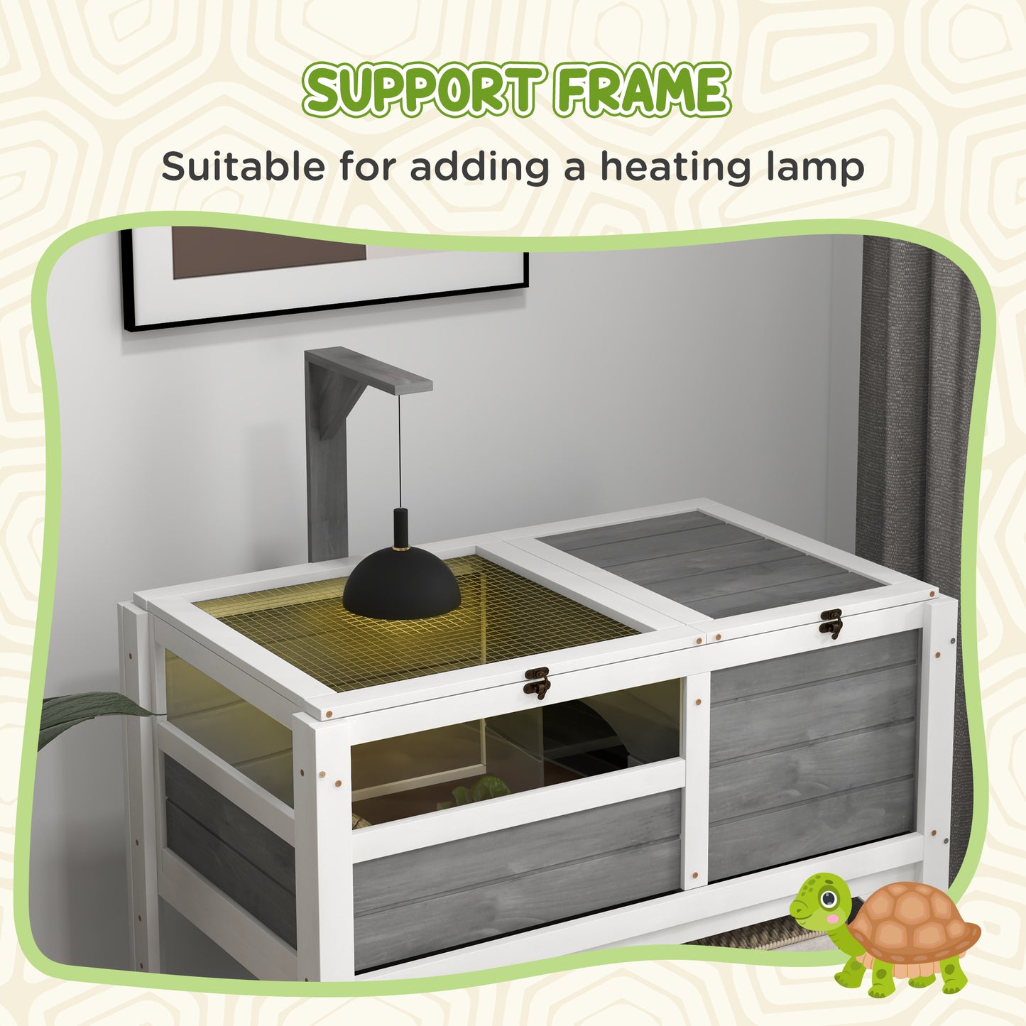 Indoor Tortoise Habitat with Shelf Storage and Weather Protection - Light Gray