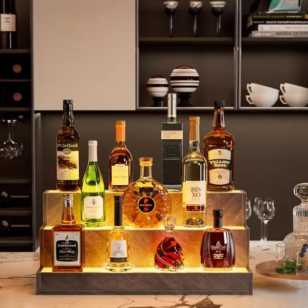 LED Lighted Liquor Bottle Display Shelf, 24 Inch Bar DIY Illuminated