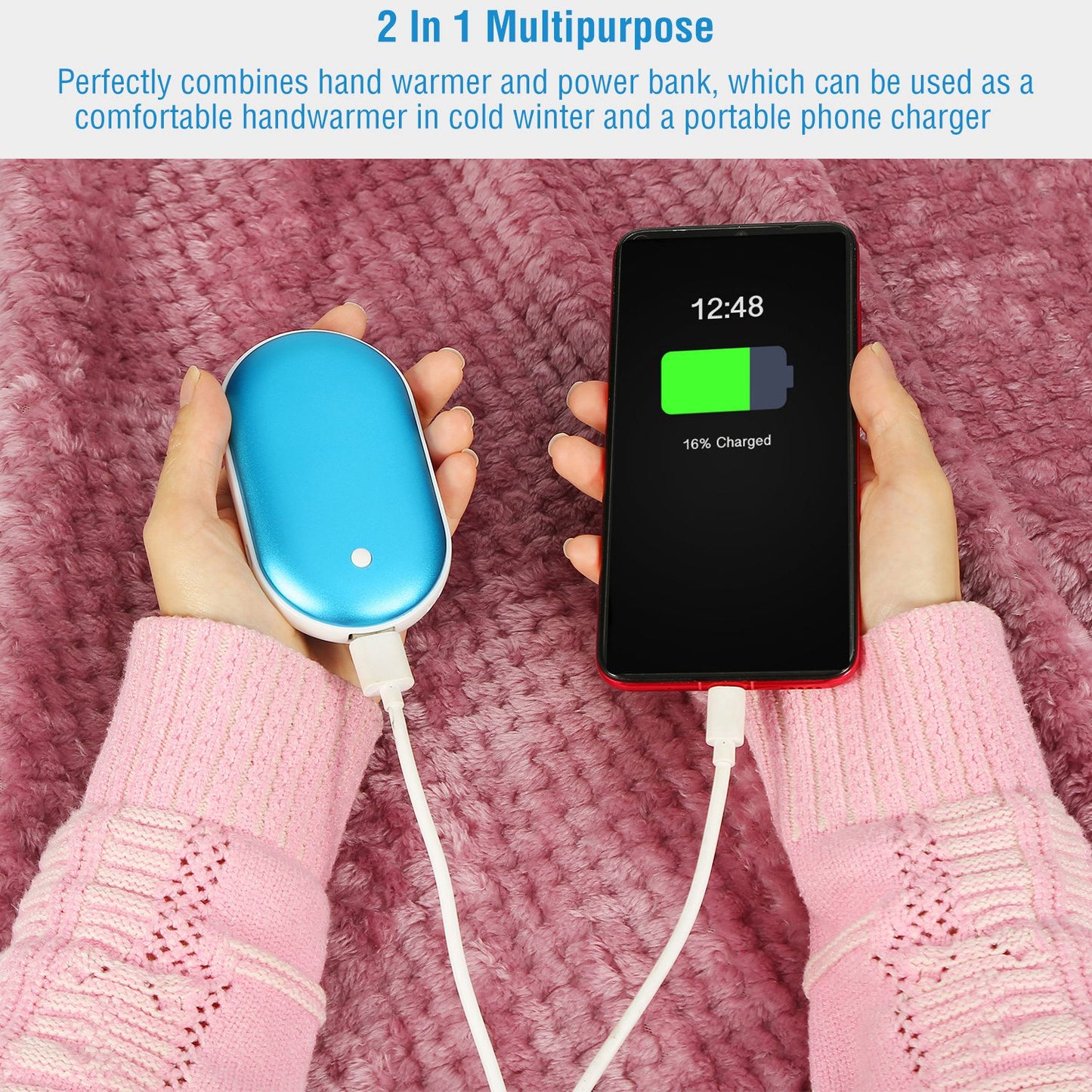Portable Hand Warmer & Power Bank - Double-Sided Heating