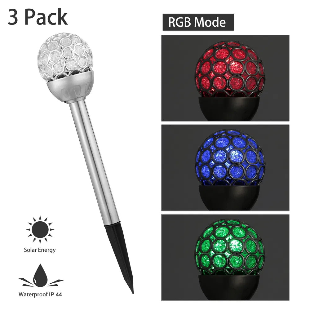 Solar Outdoor Ball String Lights - Waterproof RGB Garden Decor Lamp, 3 Pack