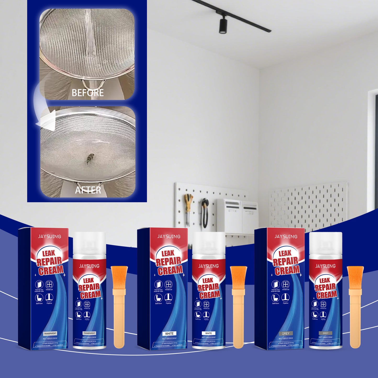 Leak Proof Gray Repair Adhesive - 100g Bottle for Kitchen Storage Fixes