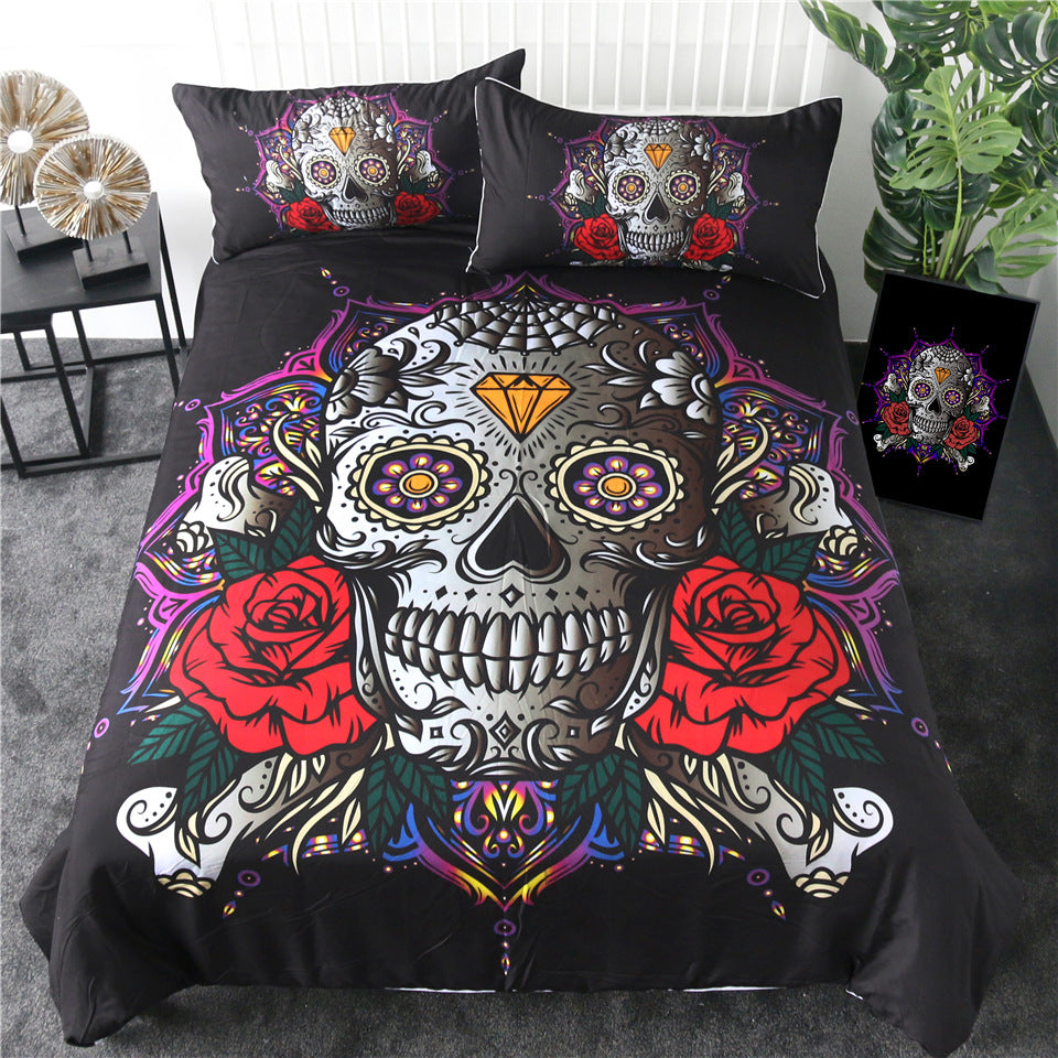 Geometric Pattern Masonry Skull Bedding Set - All Sizes & Colors