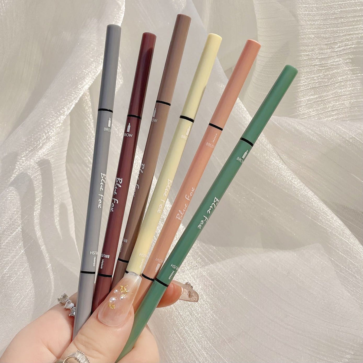 Double-Headed Eyeliner and Eyebrow Pencil Set - Rotatable, Multi-Color